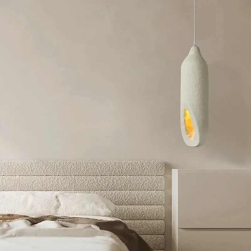 Cream ceramic pendant light cement handmade living room