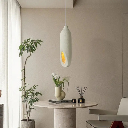 Cream ceramic pendant light cement handmade living room