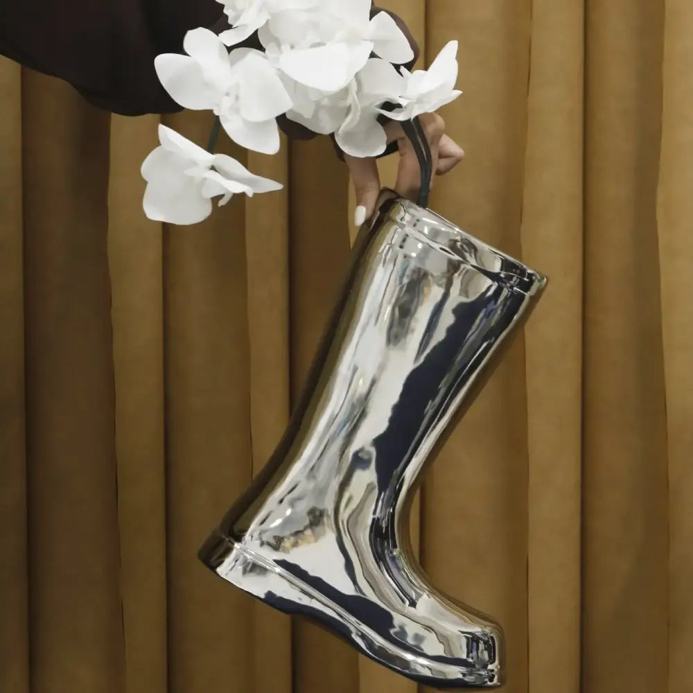 Cream ceramic shoe vase living room flower decor