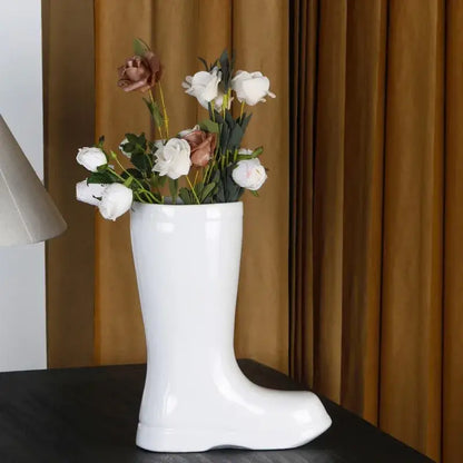 Cream ceramic shoe vase living room flower decor