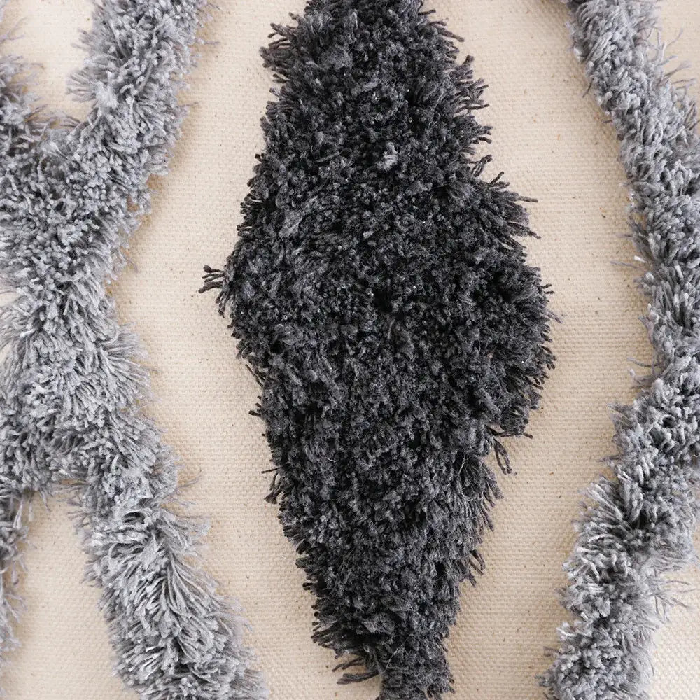 Cream & charcoal grey geometric tufted cushion cover living room decor
