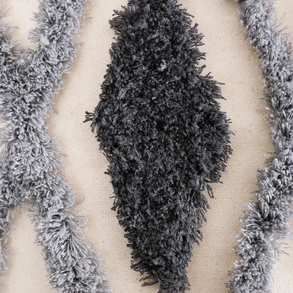 Cream & charcoal grey geometric tufted cushion cover living room decor