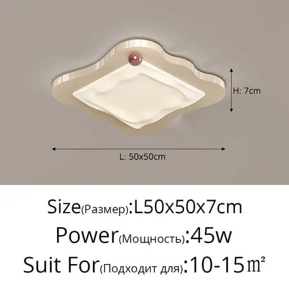 Cream cloud led ceiling light with red accent bedroom decor