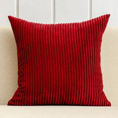 Cream corduroy striped cushion cover living room ribbed pillow