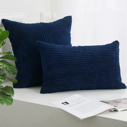 Cream corduroy striped cushion cover living room ribbed pillow