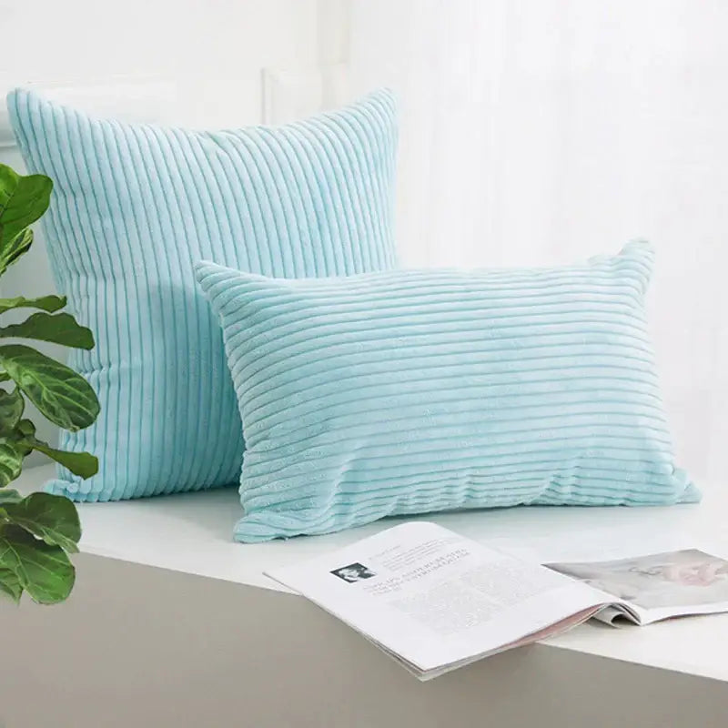 Cream corduroy striped cushion cover living room ribbed pillow