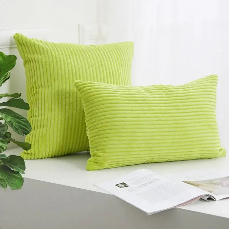 Cream corduroy striped cushion cover living room ribbed pillow