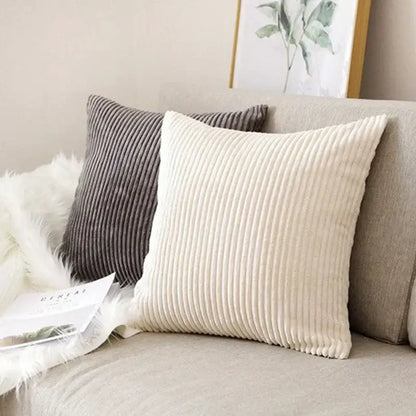 Cream corduroy striped cushion cover living room throw pillow case