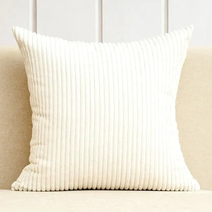 Cream corduroy striped cushion cover living room throw pillow case