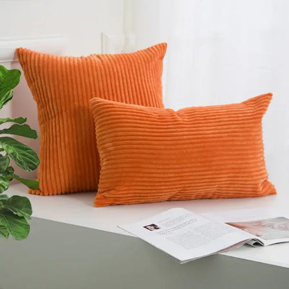 Cream corduroy striped cushion cover living room throw pillow case