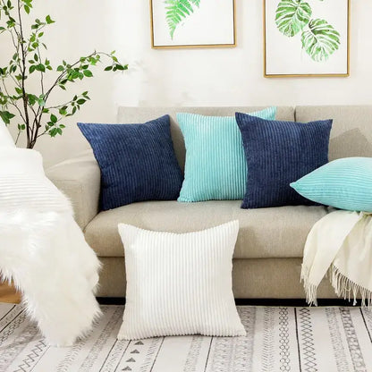 Cream corduroy striped cushion cover living room throw pillow case