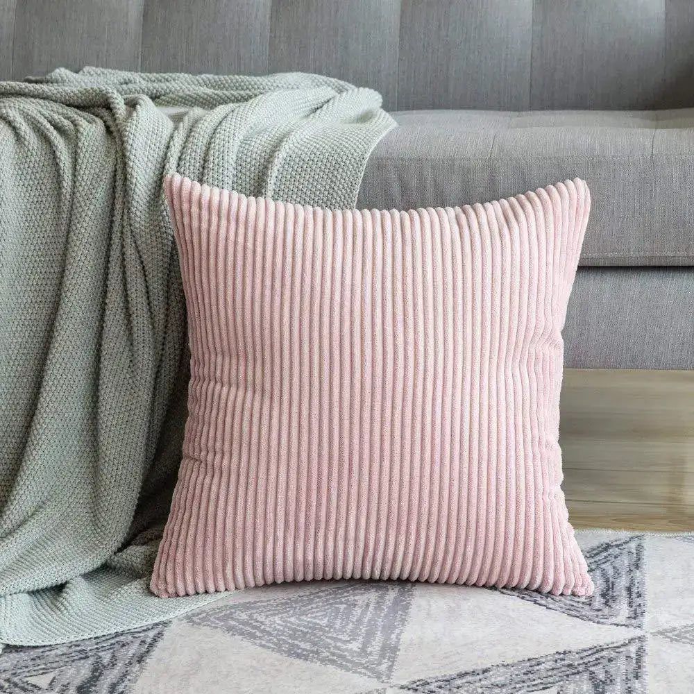 Cream corduroy striped cushion cover living room throw pillow case