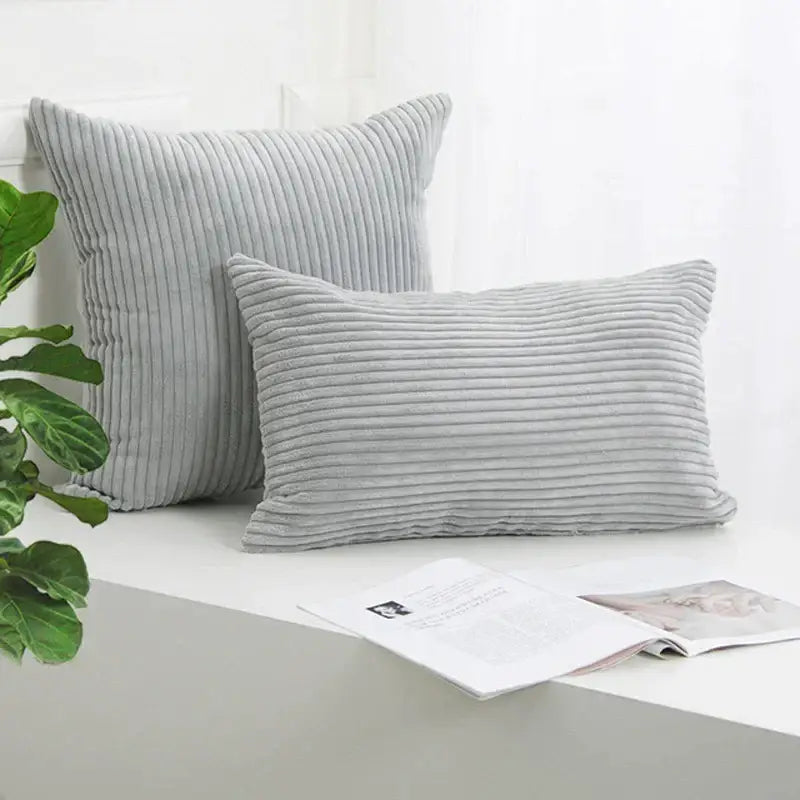 Cream corduroy striped cushion cover living room throw pillow case
