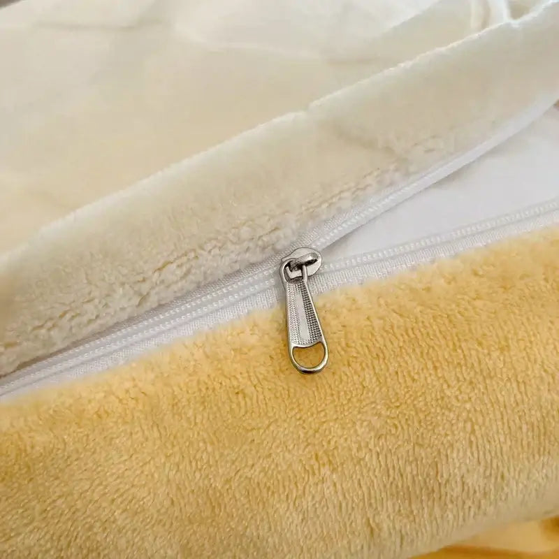 Cream cozy milk fleece bedding set bedroom quilted duvet cover