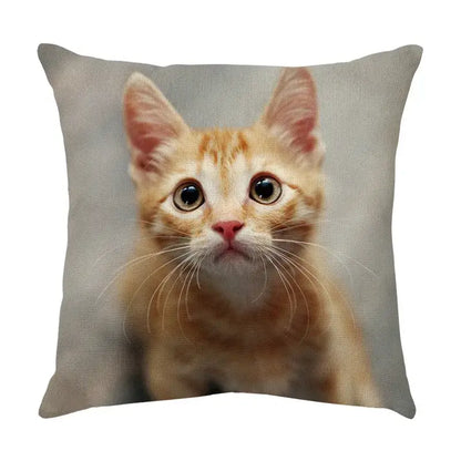 Cream cute cat face decorative cushion cover living room pillow