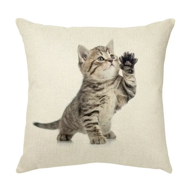Cream cute cat face decorative cushion cover living room pillow
