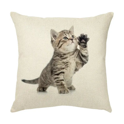 Cream cute cat face decorative cushion cover living room pillow