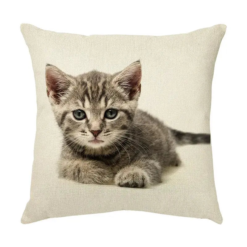 Cream cute cat face decorative cushion cover living room pillow