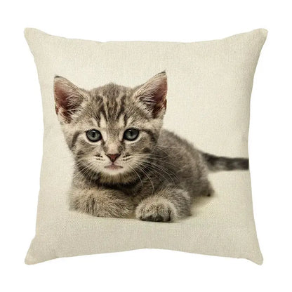 Cream cute cat face decorative cushion cover living room pillow