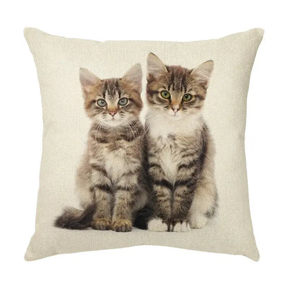 Cream cute cat face decorative cushion cover living room pillow