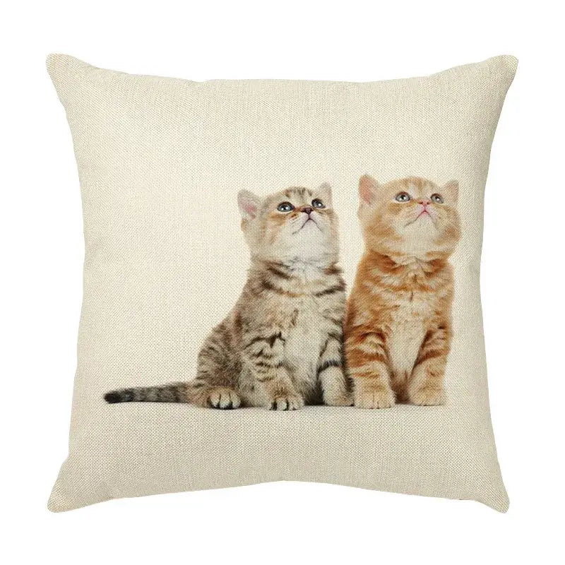 Cream cute cat face decorative cushion cover living room pillow