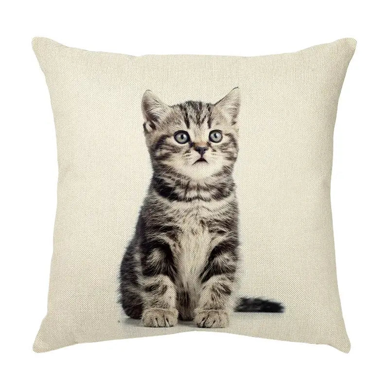 Cream cute cat face decorative cushion cover living room pillow