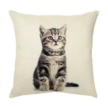 Cream cute cat face decorative cushion cover living room pillow
