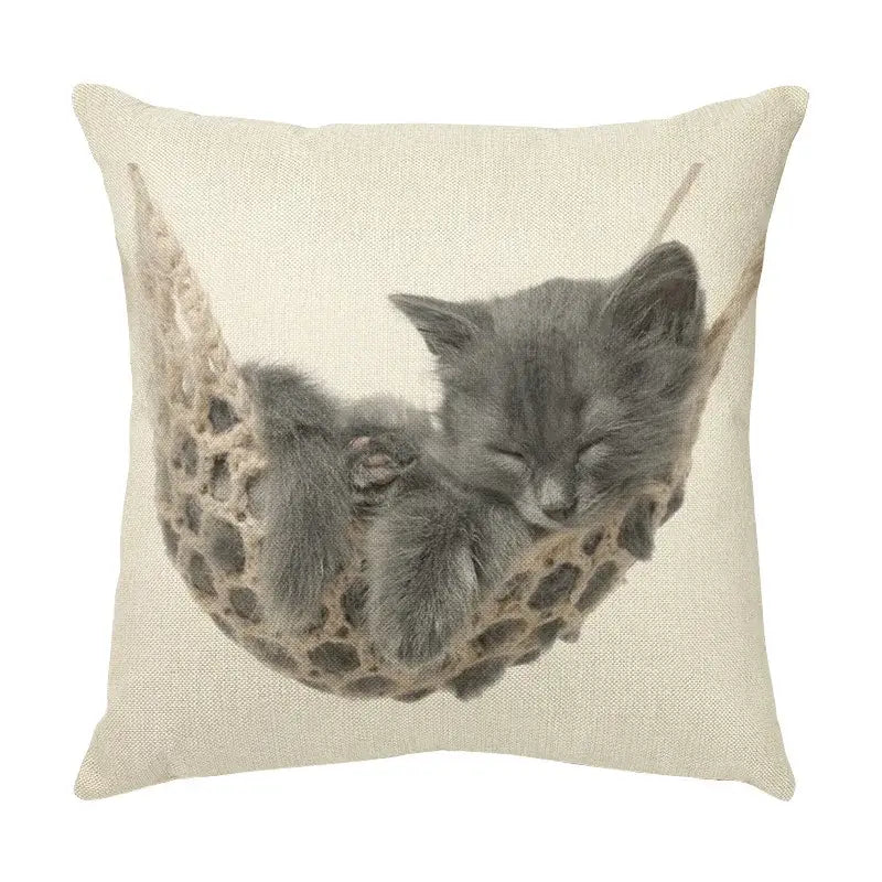 Cream cute cat face decorative cushion cover living room pillow