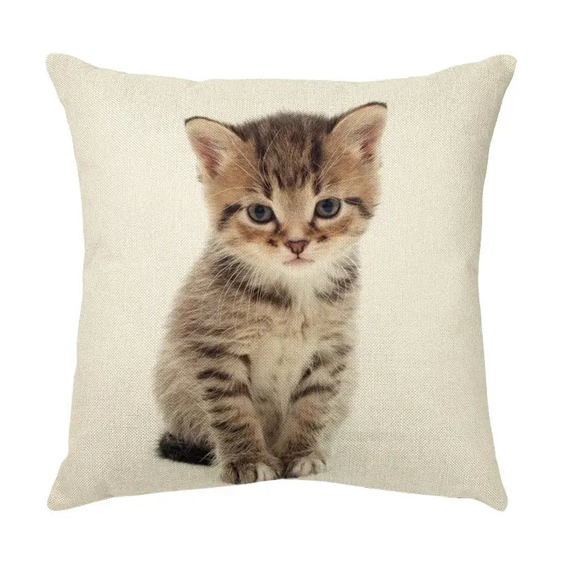 Cream cute cat face decorative cushion cover living room pillow