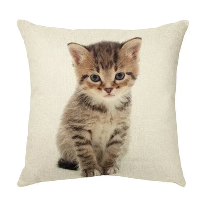 Cream cute cat face decorative cushion cover living room pillow