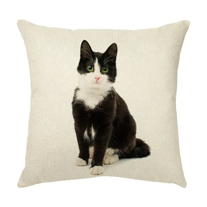 Cream cute cat face decorative cushion cover living room pillow