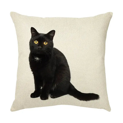 Cream cute cat face decorative cushion cover living room pillow