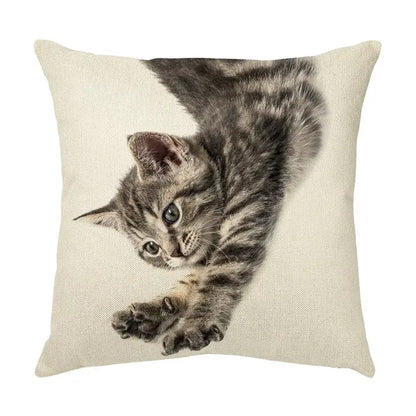 Cream cute cat face decorative cushion cover living room pillow
