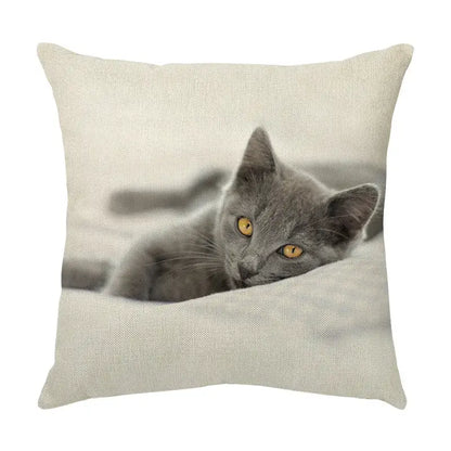 Cream cute cat face decorative cushion cover living room pillow