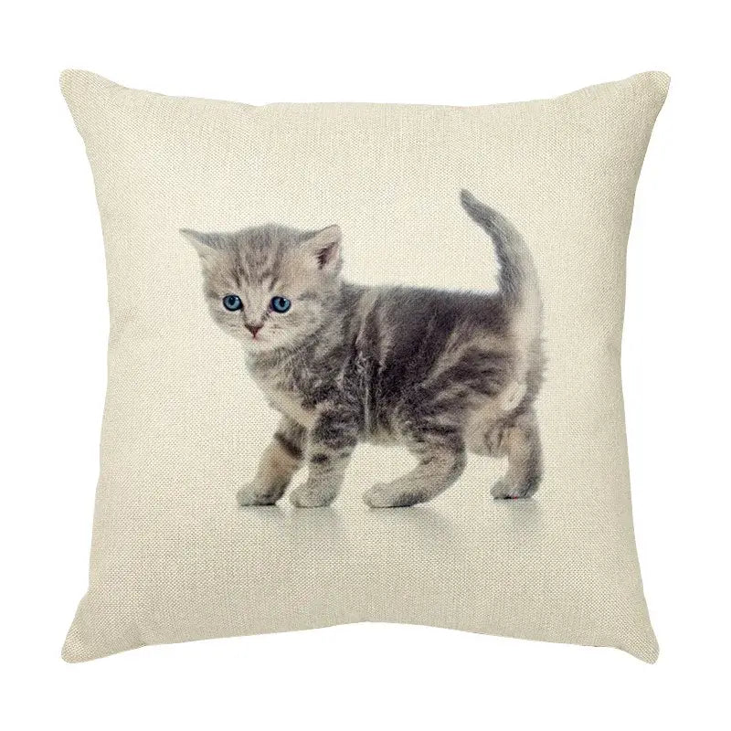 Cream cute cat face decorative cushion cover living room pillow