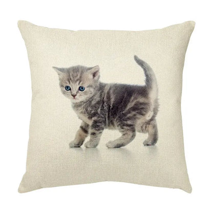 Cream cute cat face decorative cushion cover living room pillow