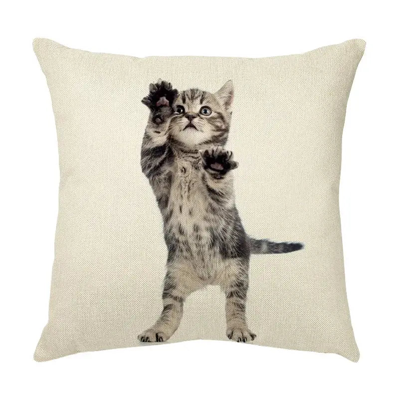 Cream cute cat face decorative cushion cover living room pillow