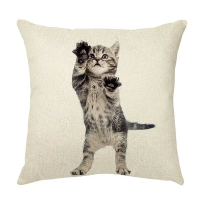 Cream cute cat face decorative cushion cover living room pillow