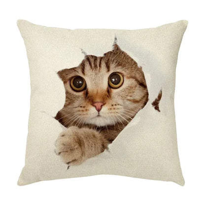 Cream cute cat face decorative cushion cover living room pillow