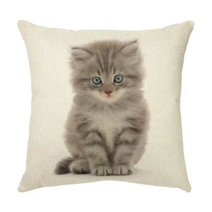 Cream cute cat face decorative cushion cover living room pillow