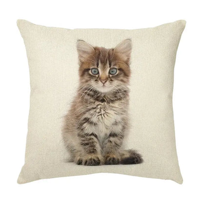 Cream cute cat face decorative cushion cover living room pillow