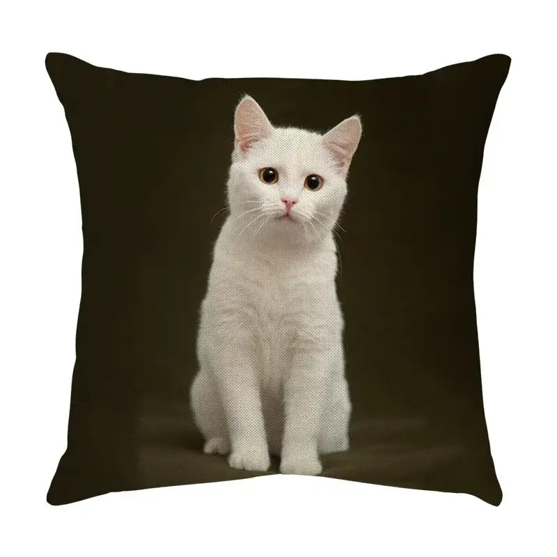 Cream cute cat face decorative cushion cover living room pillow