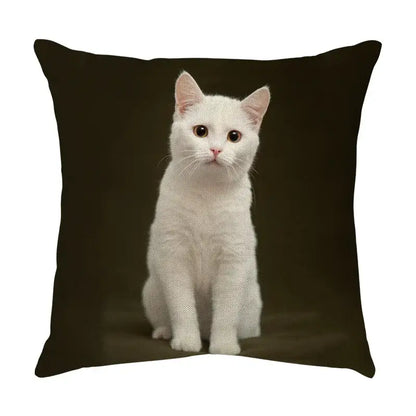 Cream cute cat face decorative cushion cover living room pillow