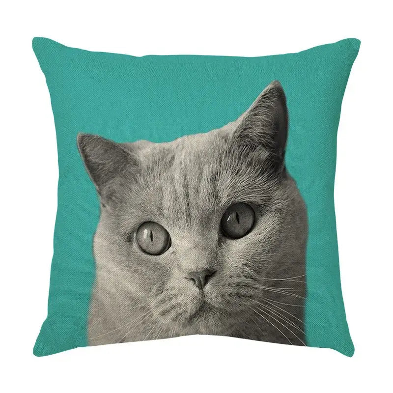Cream cute cat face decorative cushion cover living room pillow