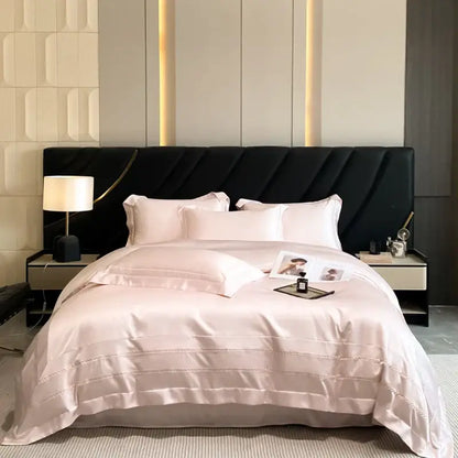 Cream embroidered ice silk bedding set for bedroom