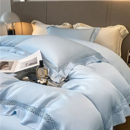 Cream eucalyptus fiber lace bedding set bedroom comfort