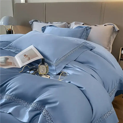 Cream eucalyptus fiber lace bedding set bedroom comfort