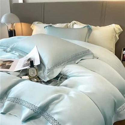 Cream eucalyptus fiber lace bedding set bedroom comfort