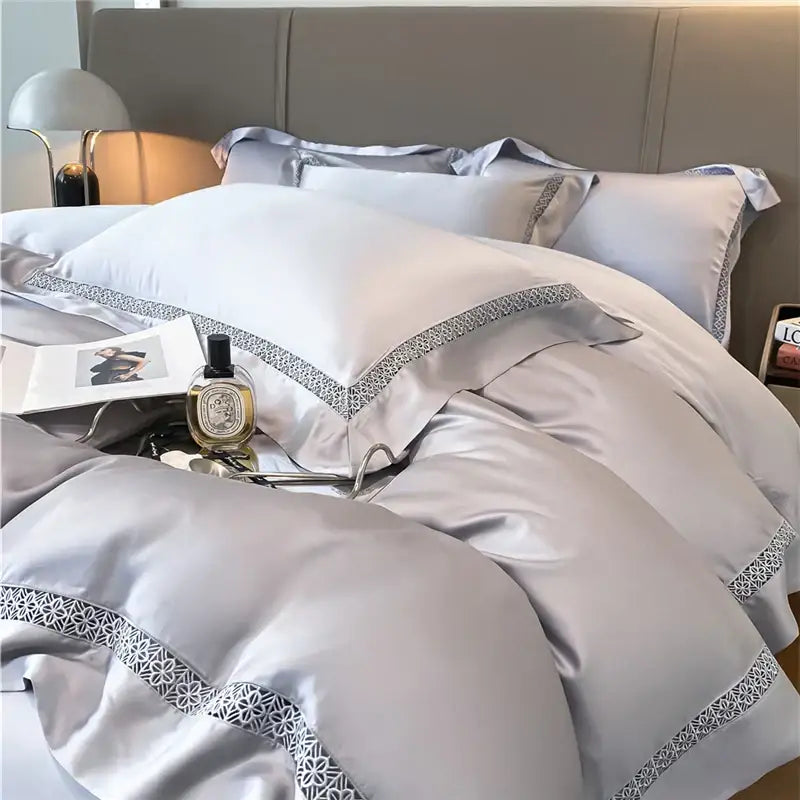 Cream eucalyptus fiber lace bedding set bedroom comfort