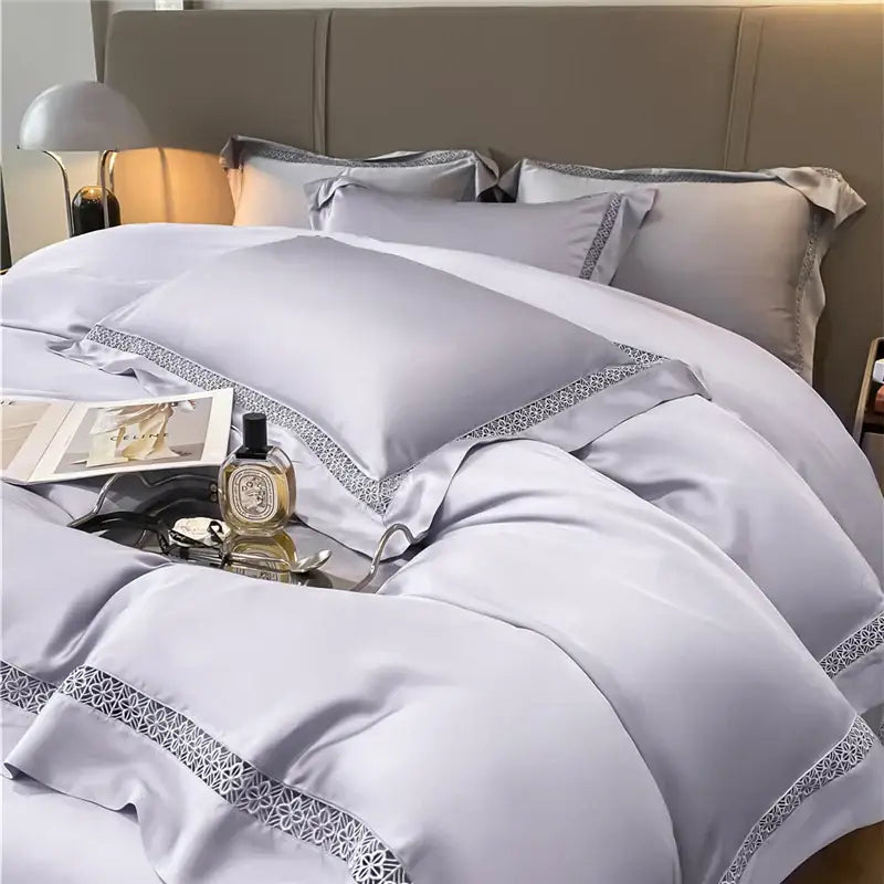 Cream eucalyptus fiber lace bedding set bedroom comfort